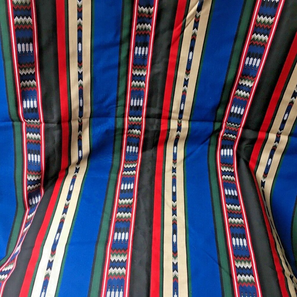 Cranston Millworth Fabric Southwest Native Beaded Pattern Black Blue Red 4.5 Yd